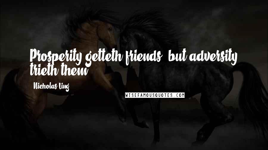 Nicholas Ling Quotes: Prosperity getteth friends, but adversity trieth them.