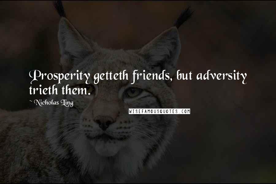 Nicholas Ling Quotes: Prosperity getteth friends, but adversity trieth them.