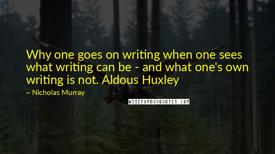 Nicholas Murray Quotes: Why one goes on writing when one sees what writing can be - and what one's own writing is not. Aldous Huxley