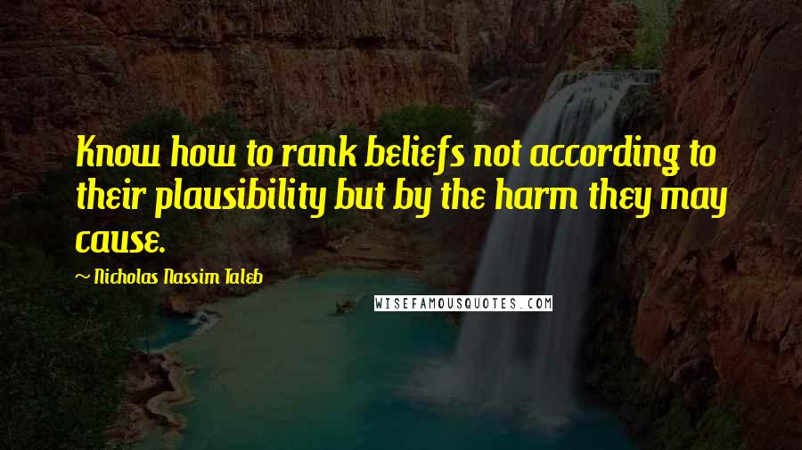 Nicholas Nassim Taleb Quotes: Know how to rank beliefs not according to their plausibility but by the harm they may cause.