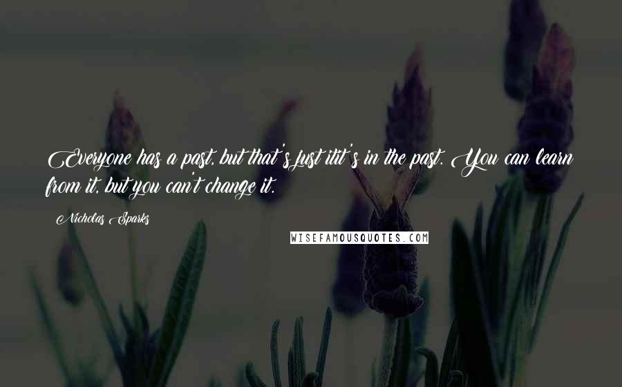 Nicholas Sparks Quotes: Everyone has a past, but that's just itit's in the past. You can learn from it, but you can't change it.