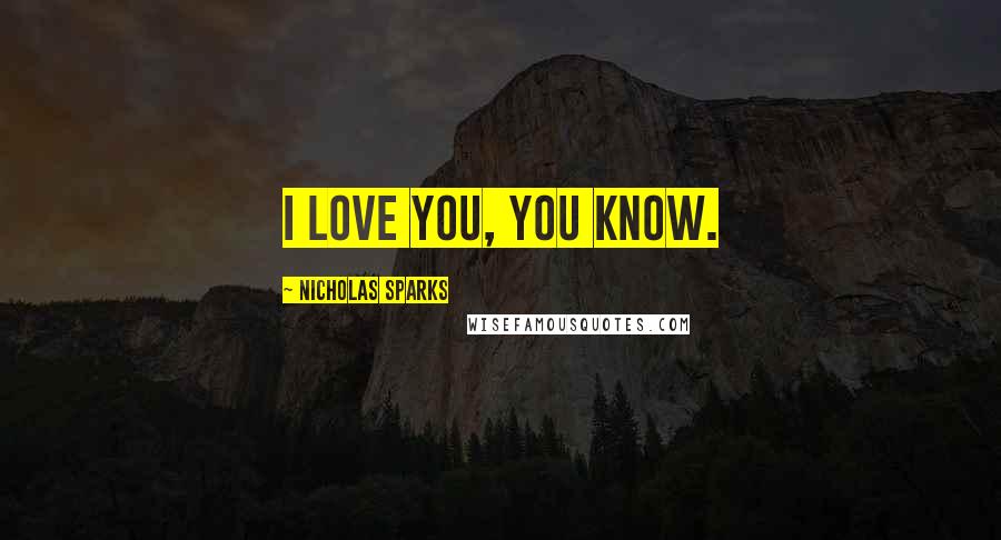 Nicholas Sparks Quotes: I love you, you know.