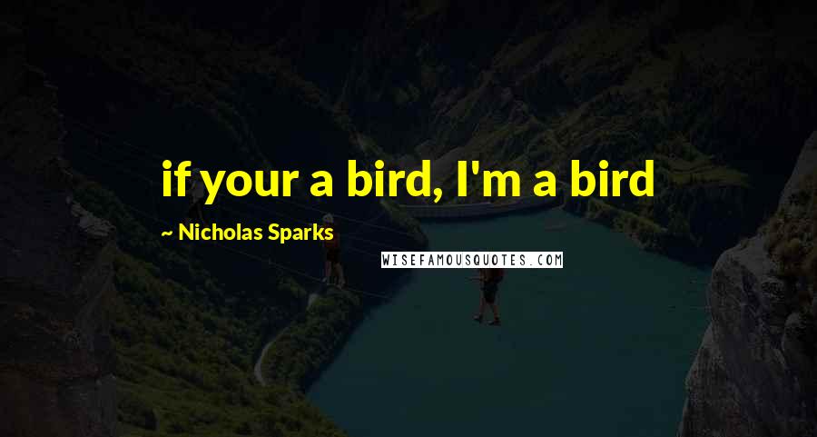 Nicholas Sparks Quotes: if your a bird, I'm a bird