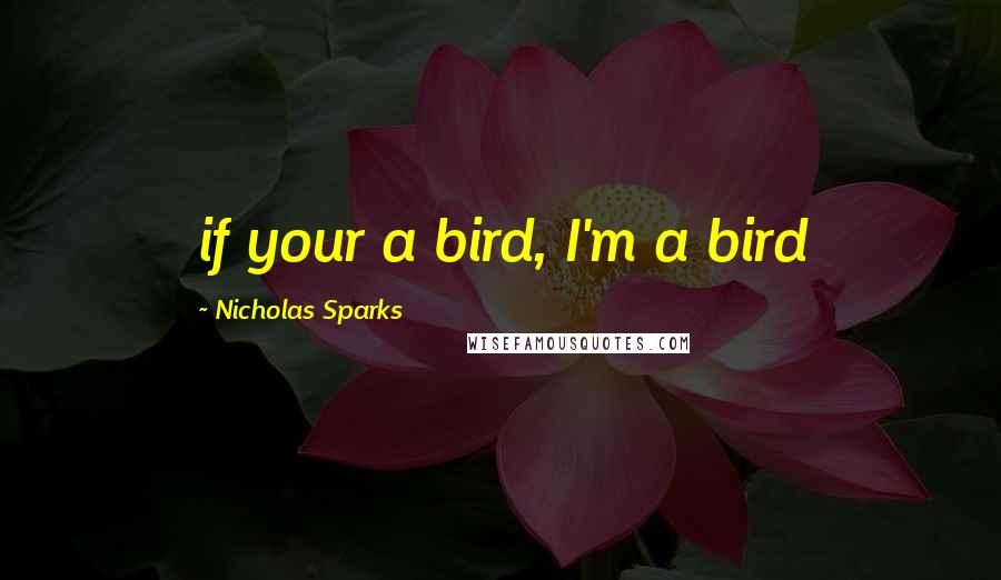 Nicholas Sparks Quotes: if your a bird, I'm a bird