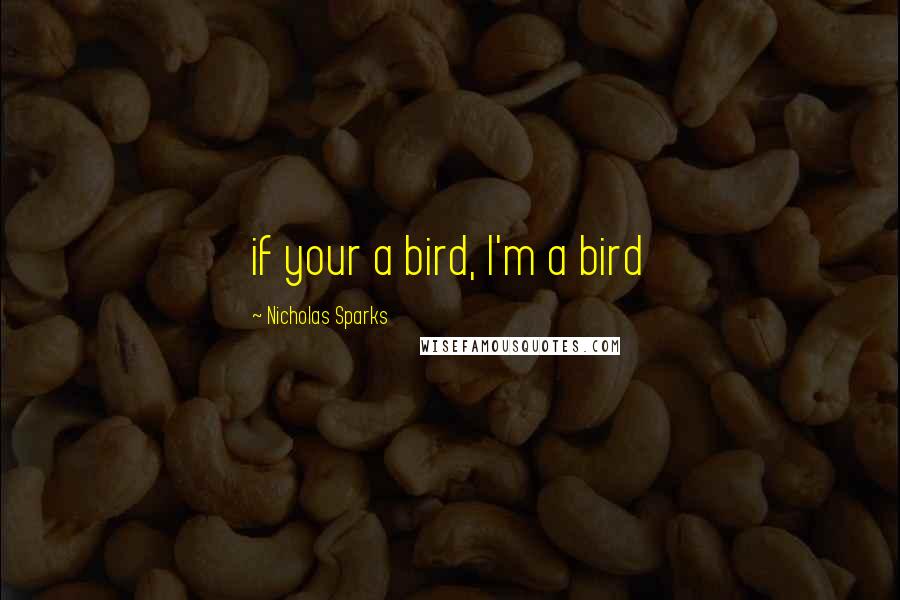 Nicholas Sparks Quotes: if your a bird, I'm a bird