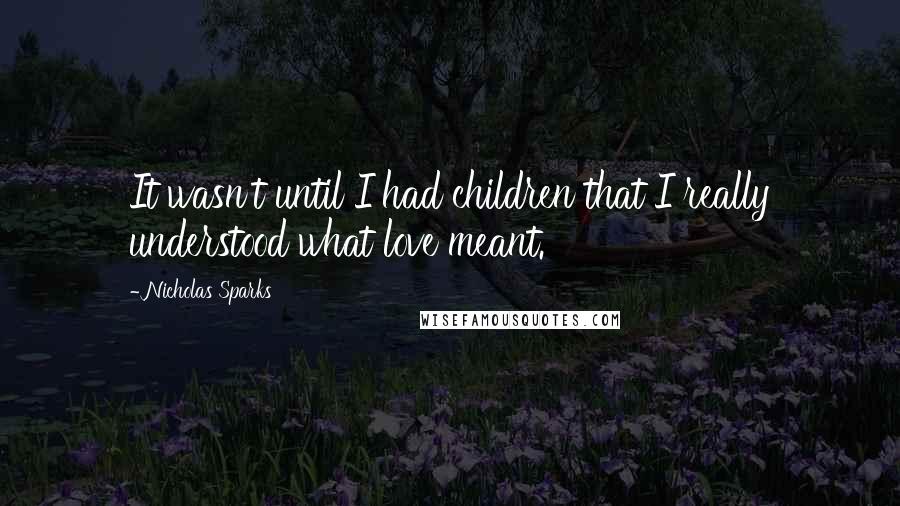 Nicholas Sparks Quotes: It wasn't until I had children that I really understood what love meant.