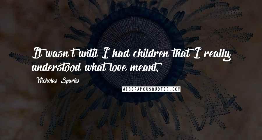 Nicholas Sparks Quotes: It wasn't until I had children that I really understood what love meant.