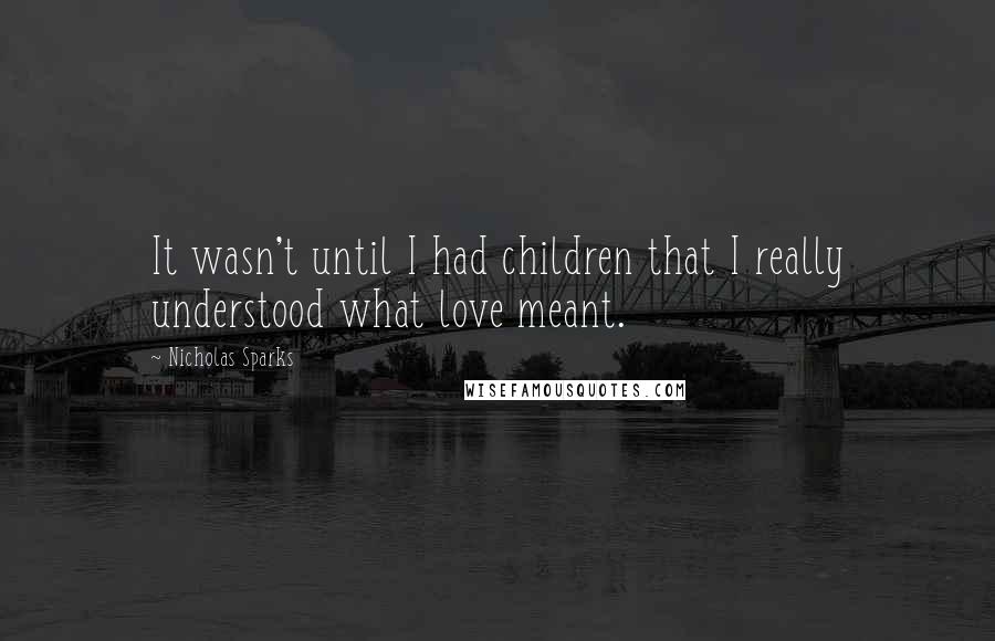 Nicholas Sparks Quotes: It wasn't until I had children that I really understood what love meant.