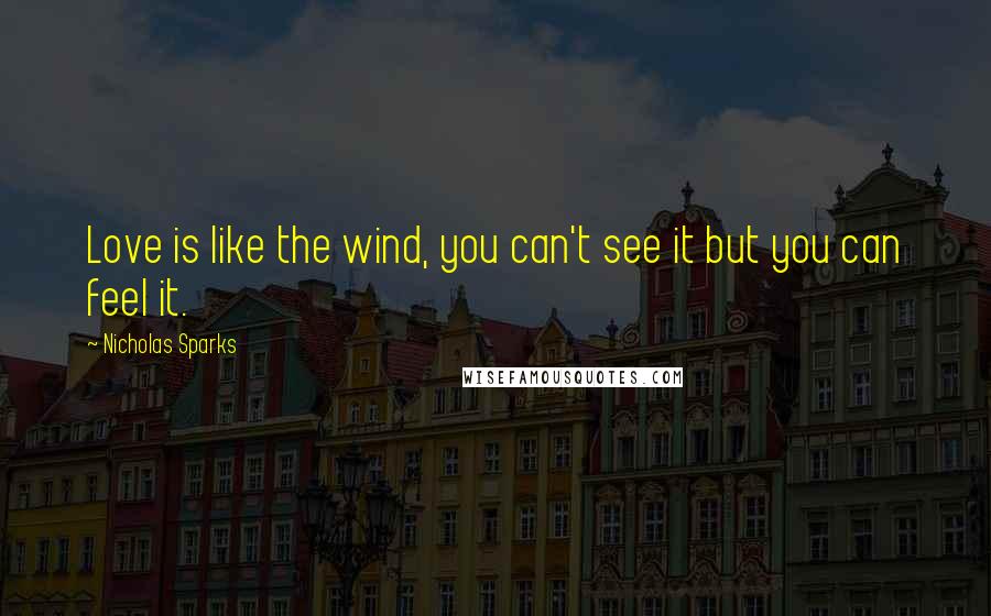 Nicholas Sparks Quotes: Love is like the wind, you can't see it but you can feel it.