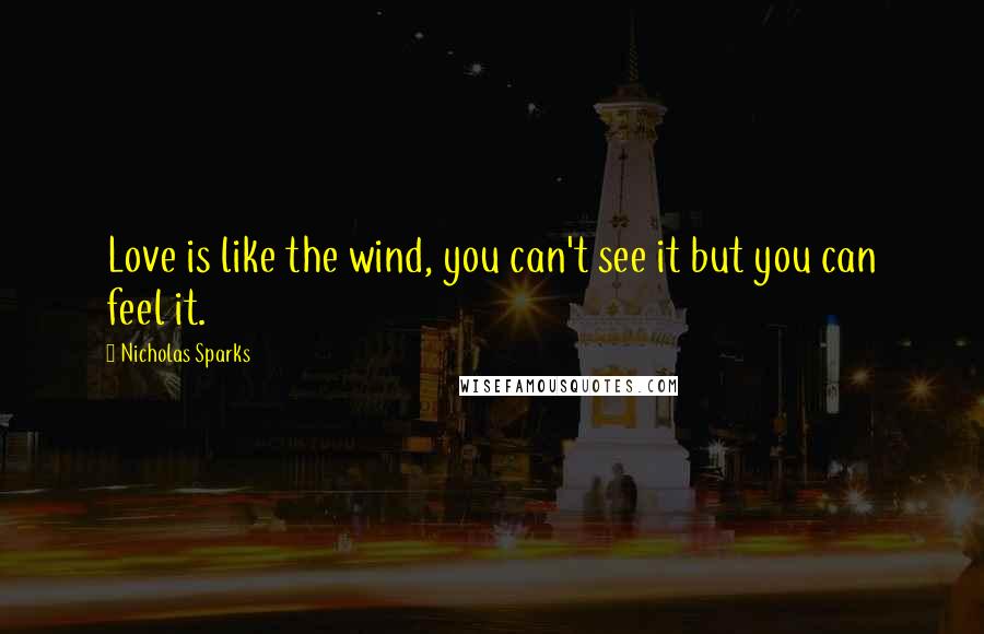 Nicholas Sparks Quotes: Love is like the wind, you can't see it but you can feel it.