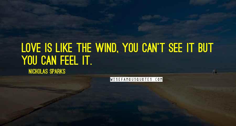 Nicholas Sparks Quotes: Love is like the wind, you can't see it but you can feel it.