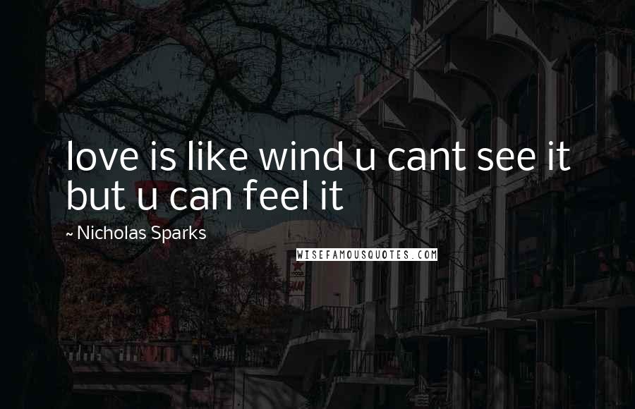 Nicholas Sparks Quotes: love is like wind u cant see it but u can feel it