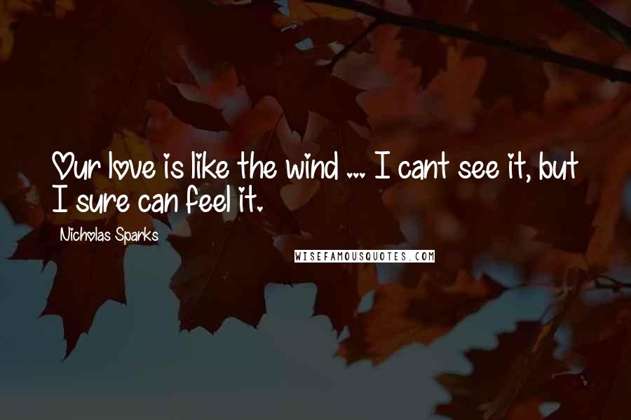 Nicholas Sparks Quotes: Our love is like the wind ... I cant see it, but I sure can feel it.