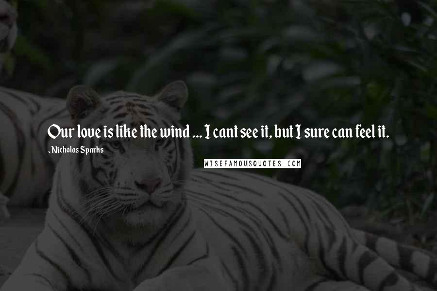 Nicholas Sparks Quotes: Our love is like the wind ... I cant see it, but I sure can feel it.