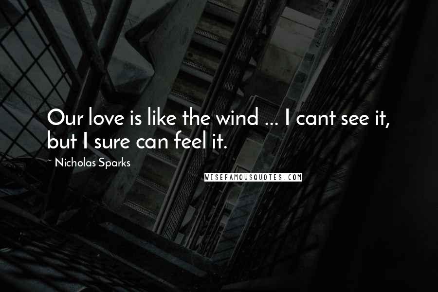 Nicholas Sparks Quotes: Our love is like the wind ... I cant see it, but I sure can feel it.