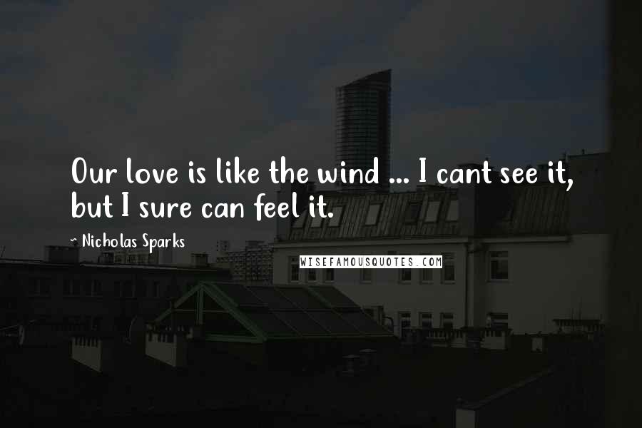 Nicholas Sparks Quotes: Our love is like the wind ... I cant see it, but I sure can feel it.