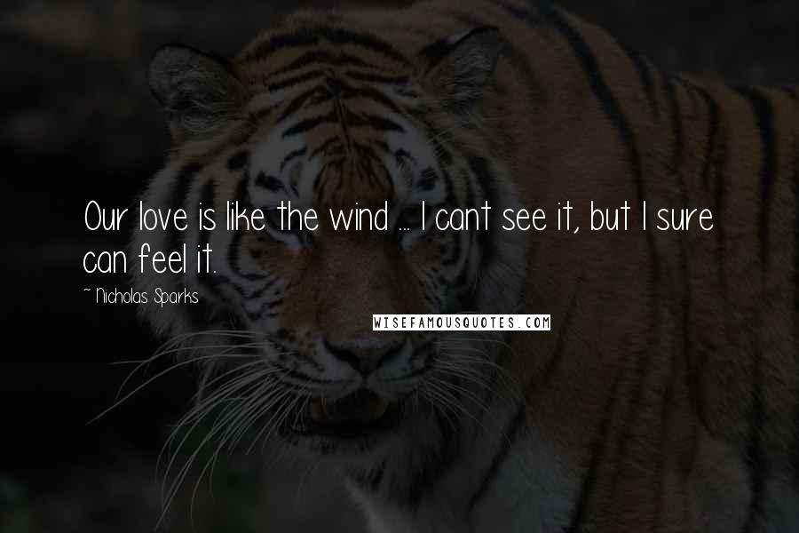 Nicholas Sparks Quotes: Our love is like the wind ... I cant see it, but I sure can feel it.