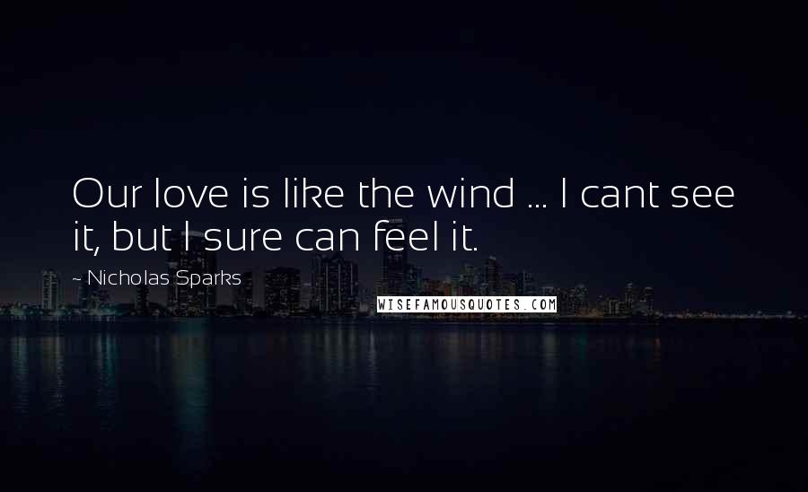 Nicholas Sparks Quotes: Our love is like the wind ... I cant see it, but I sure can feel it.