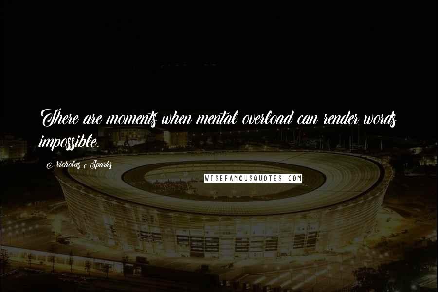 Nicholas Sparks Quotes: There are moments when mental overload can render words impossible.