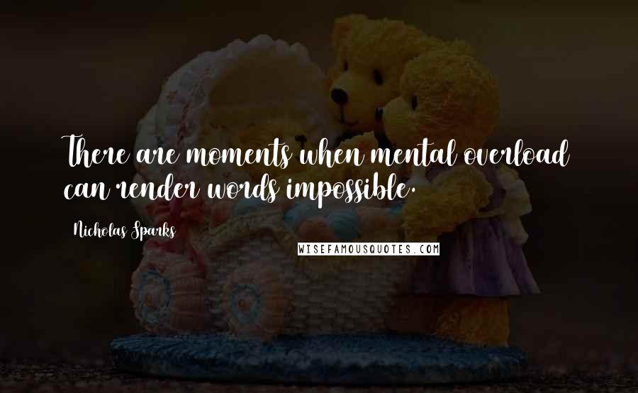 Nicholas Sparks Quotes: There are moments when mental overload can render words impossible.