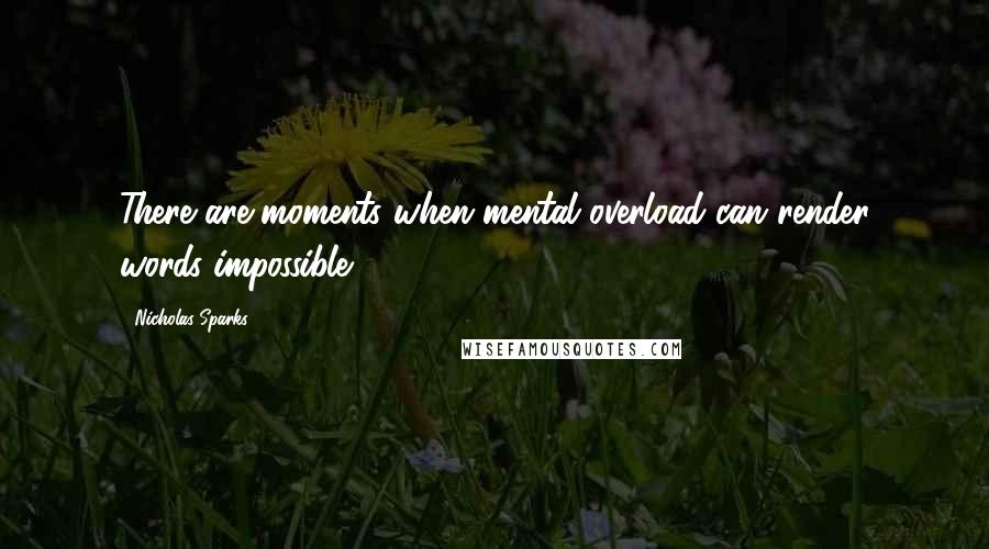 Nicholas Sparks Quotes: There are moments when mental overload can render words impossible.