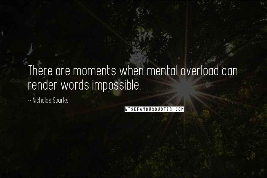 Nicholas Sparks Quotes: There are moments when mental overload can render words impossible.