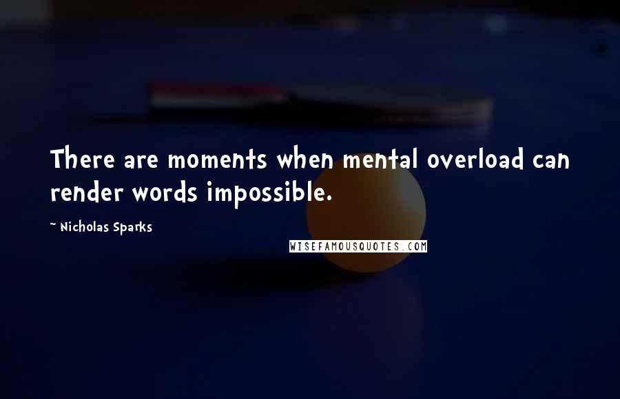 Nicholas Sparks Quotes: There are moments when mental overload can render words impossible.