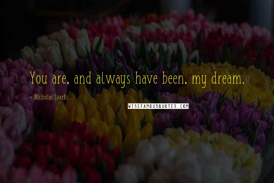 Nicholas Sparks Quotes: You are, and always have been, my dream.