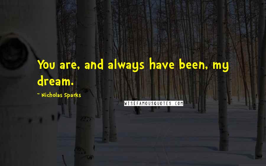 Nicholas Sparks Quotes: You are, and always have been, my dream.