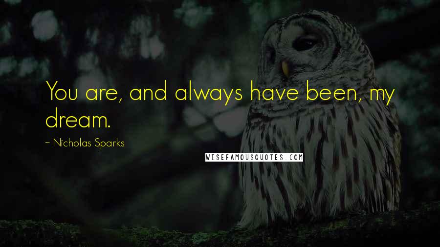 Nicholas Sparks Quotes: You are, and always have been, my dream.