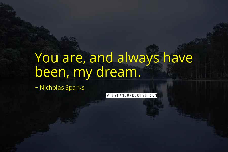 Nicholas Sparks Quotes: You are, and always have been, my dream.