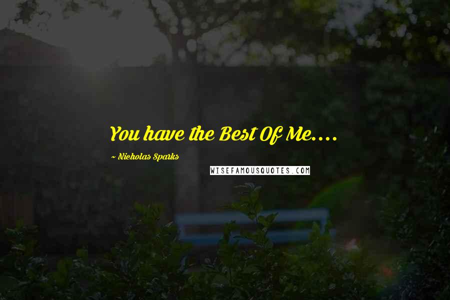 Nicholas Sparks Quotes: You have the Best Of Me....