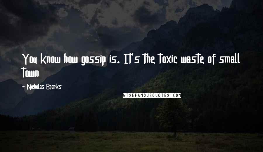 Nicholas Sparks Quotes: You know how gossip is. It's the toxic waste of small town
