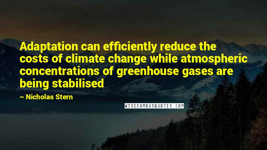 Nicholas Stern Quotes: Adaptation can efficiently reduce the costs of climate change while atmospheric concentrations of greenhouse gases are being stabilised
