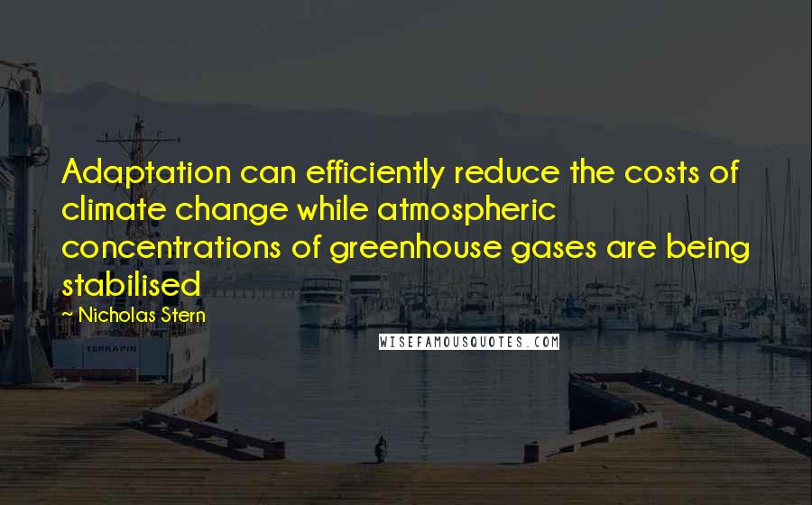 Nicholas Stern Quotes: Adaptation can efficiently reduce the costs of climate change while atmospheric concentrations of greenhouse gases are being stabilised