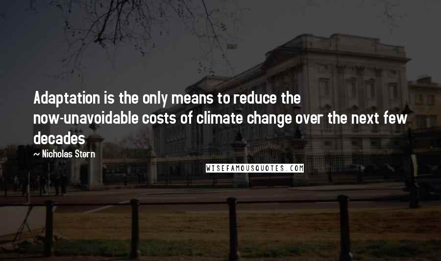 Nicholas Stern Quotes: Adaptation is the only means to reduce the now-unavoidable costs of climate change over the next few decades