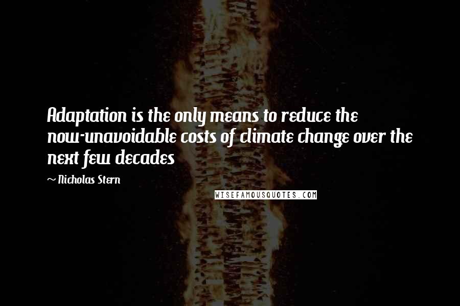 Nicholas Stern Quotes: Adaptation is the only means to reduce the now-unavoidable costs of climate change over the next few decades