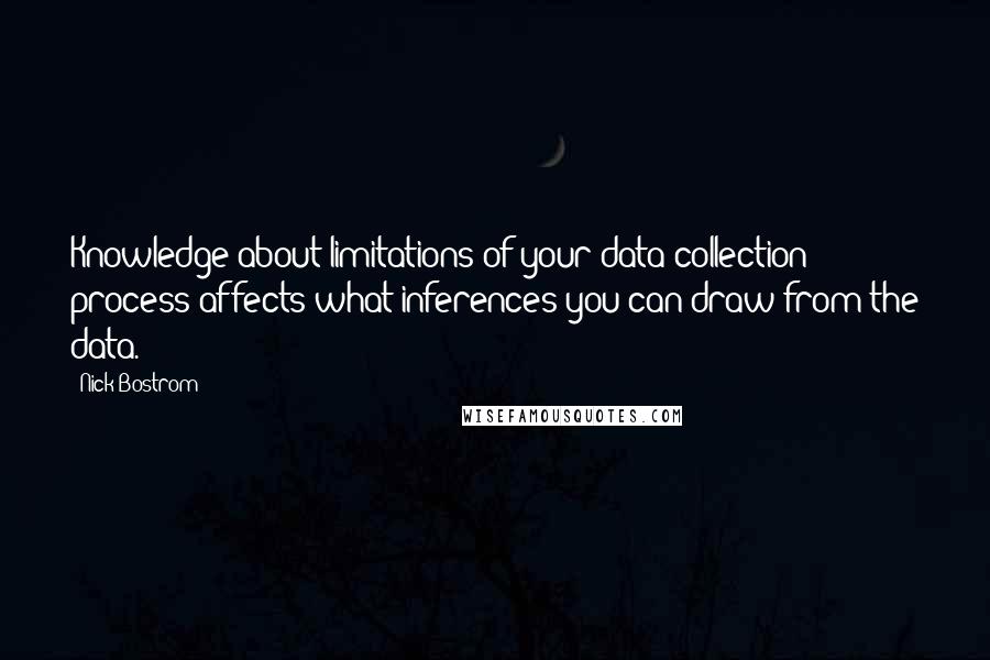 Nick Bostrom Quotes: Knowledge about limitations of your data collection process affects what inferences you can draw from the data.