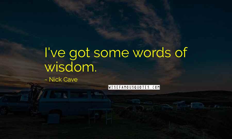 Nick Cave Quotes: I've got some words of wisdom.