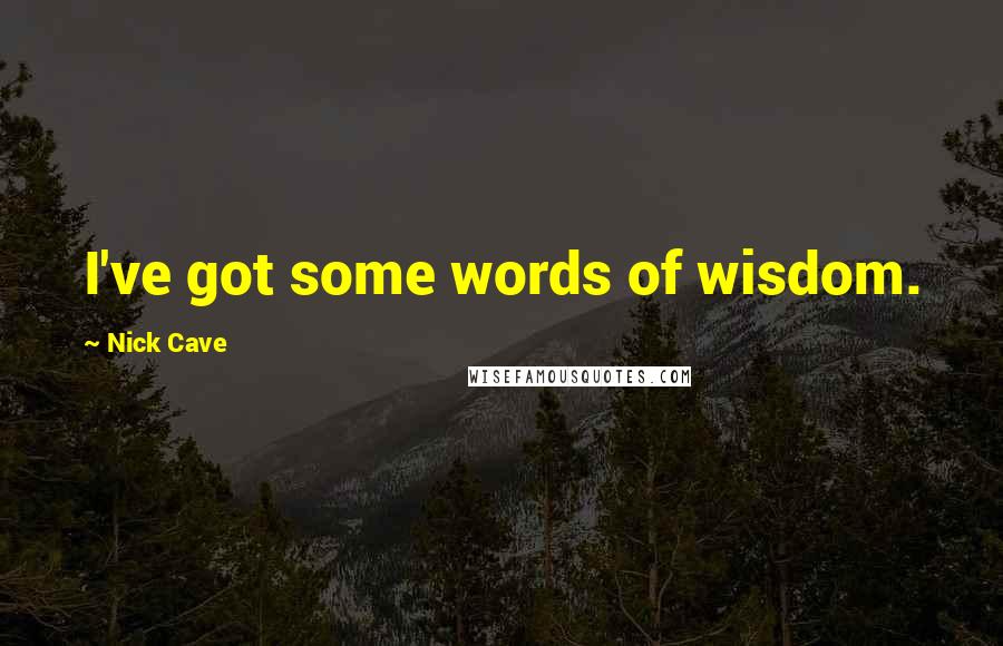 Nick Cave Quotes: I've got some words of wisdom.