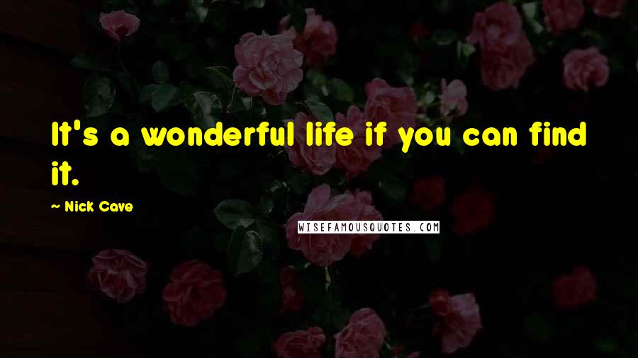 Nick Cave Quotes: It's a wonderful life if you can find it.