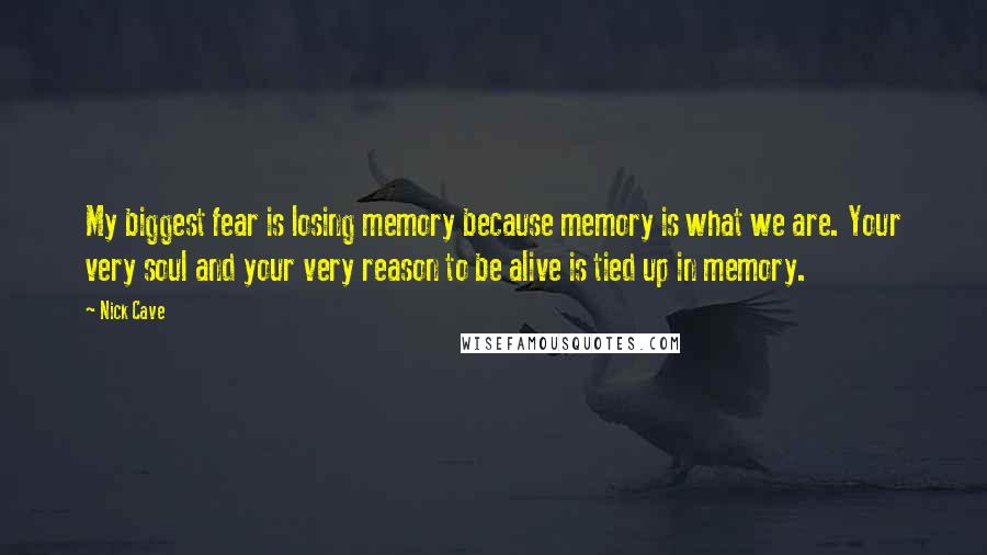 Nick Cave Quotes: My biggest fear is losing memory because memory is what we are. Your very soul and your very reason to be alive is tied up in memory.