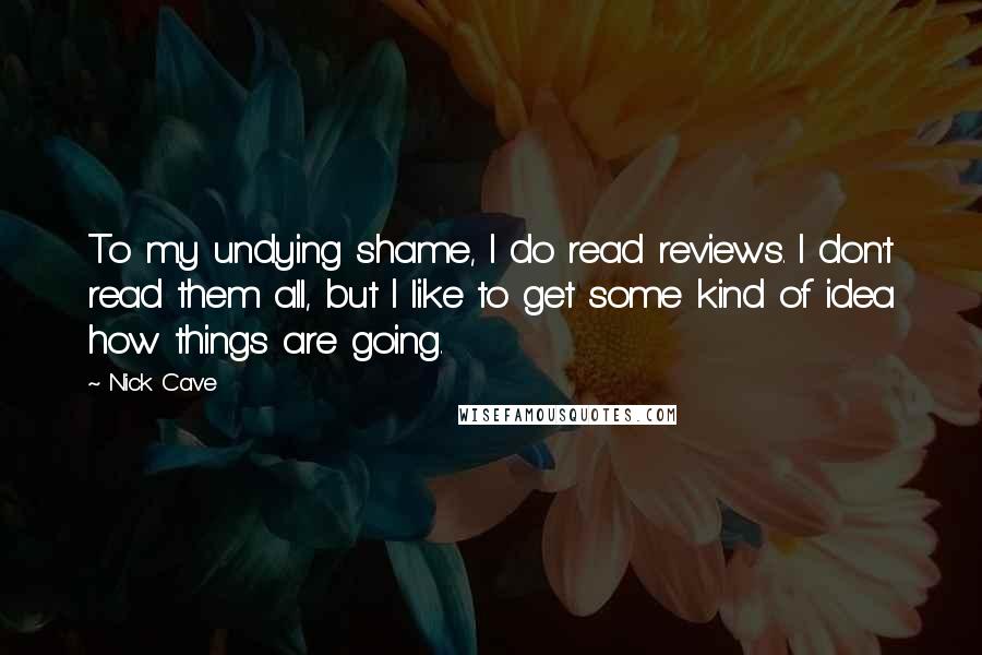 Nick Cave Quotes: To my undying shame, I do read reviews. I don't read them all, but I like to get some kind of idea how things are going.