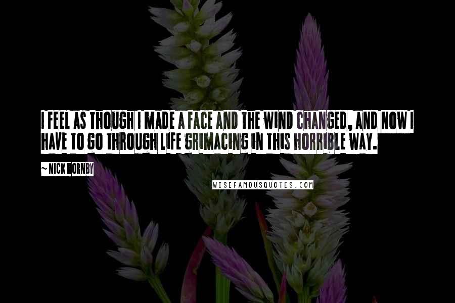 Nick Hornby Quotes: I feel as though I made a face and the wind changed, and now I have to go through life grimacing in this horrible way.
