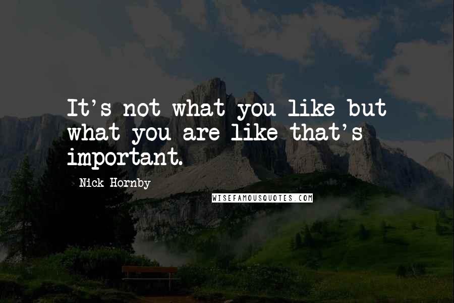 Nick Hornby Quotes: It's not what you like but what you are like that's important.
