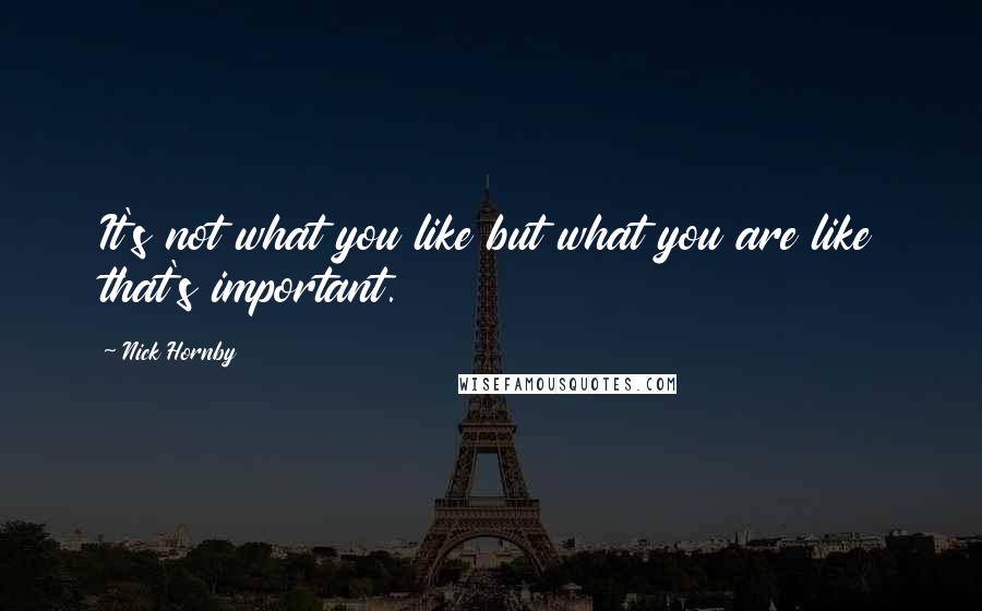 Nick Hornby Quotes: It's not what you like but what you are like that's important.