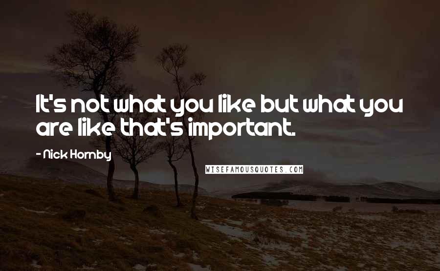 Nick Hornby Quotes: It's not what you like but what you are like that's important.