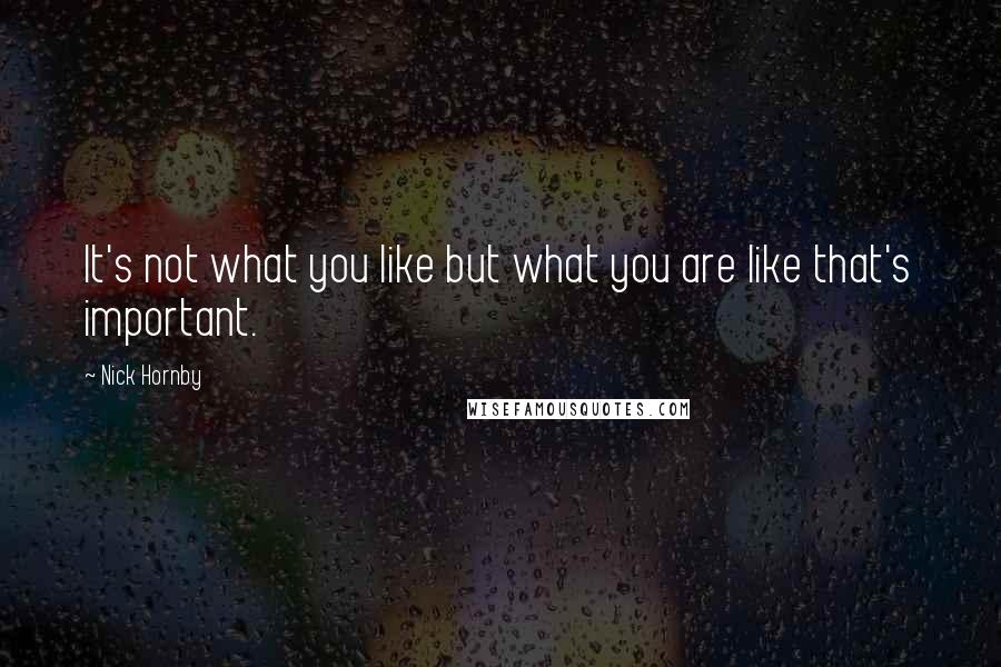 Nick Hornby Quotes: It's not what you like but what you are like that's important.