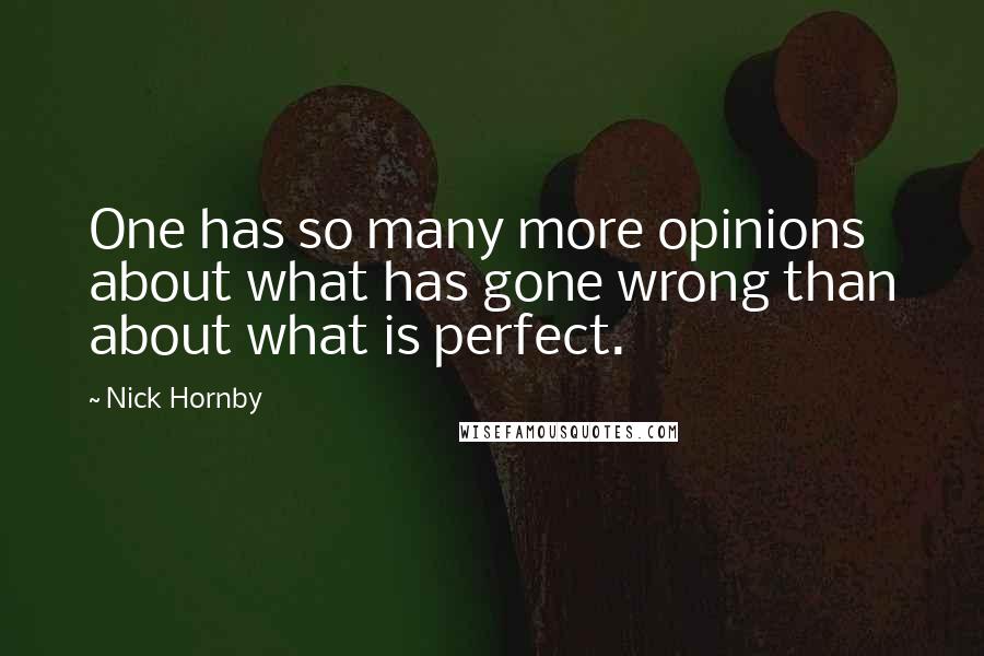 Nick Hornby Quotes: One has so many more opinions about what has gone wrong than about what is perfect.