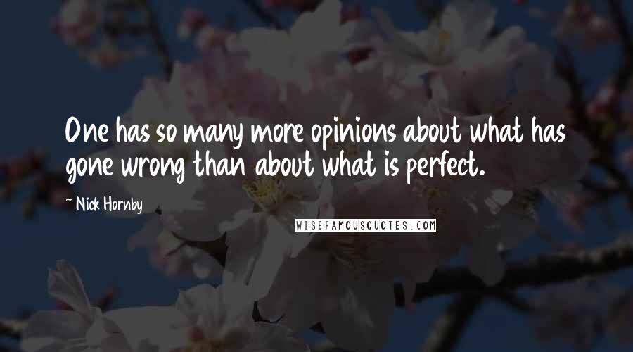 Nick Hornby Quotes: One has so many more opinions about what has gone wrong than about what is perfect.
